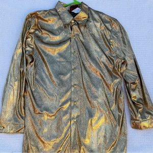 Charades Disco Era mens long sleeve metallic shirt.  Size XL (costume)